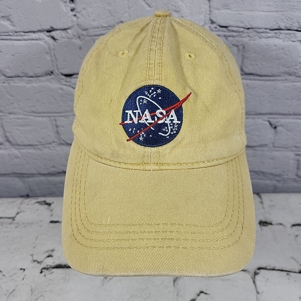 Prairie Mountain NASA Patch Hat Mens OSFA Yellow Strapback‎ Ball Cap